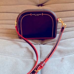 Marc Jacobs Playback Black and Neon Orange Saffiano Leather Crossbody Bag